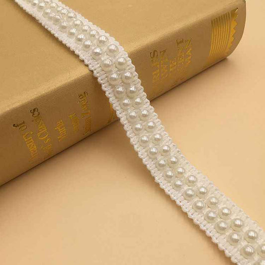 1.5cm/2cm White Pearl Acrylic Crochet Lace Trim – 10 Yards 2cm