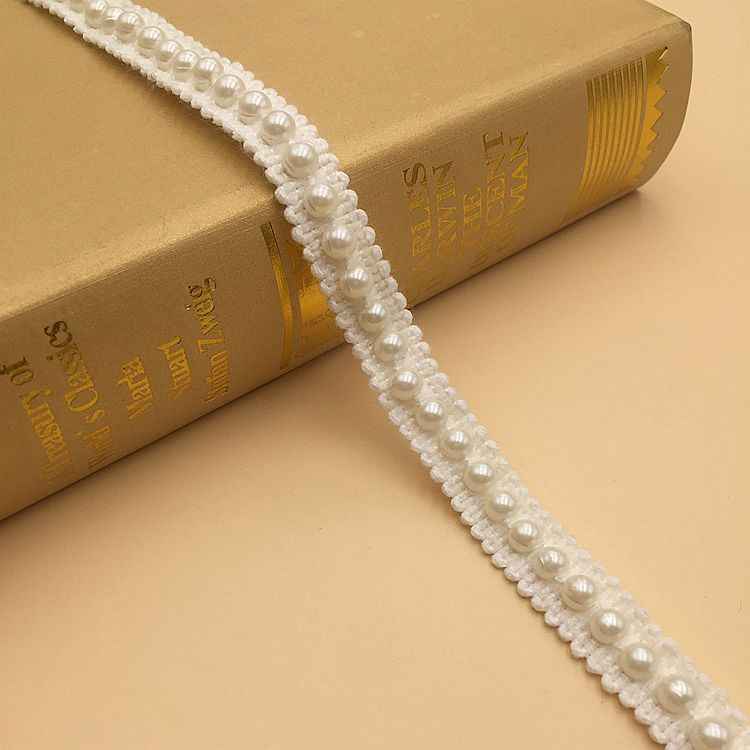 1.3cm White Black Pearl Acrylic Crochet Lace Trim – 10 Yards White