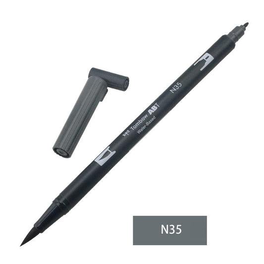Stylo double pinceau Tombow, niveaux de gris, paquet de 1, pinceau et marqueur à pointe fine