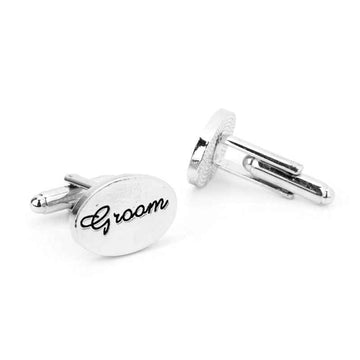 Silver 'Groom' Cufflinks for Wedding French Shirt Studs 2pcs