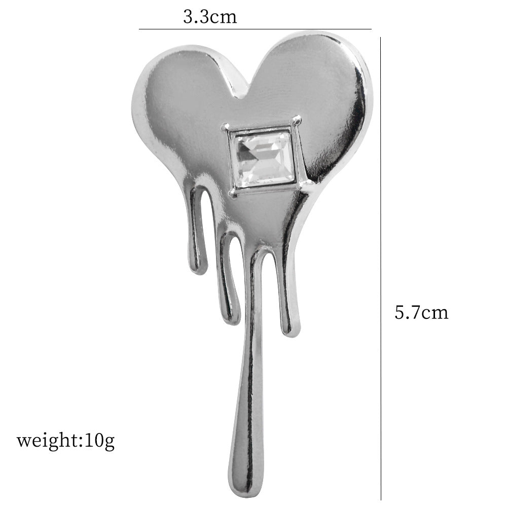 Silver Lava Heart Suit Brooch Pin 3pcs