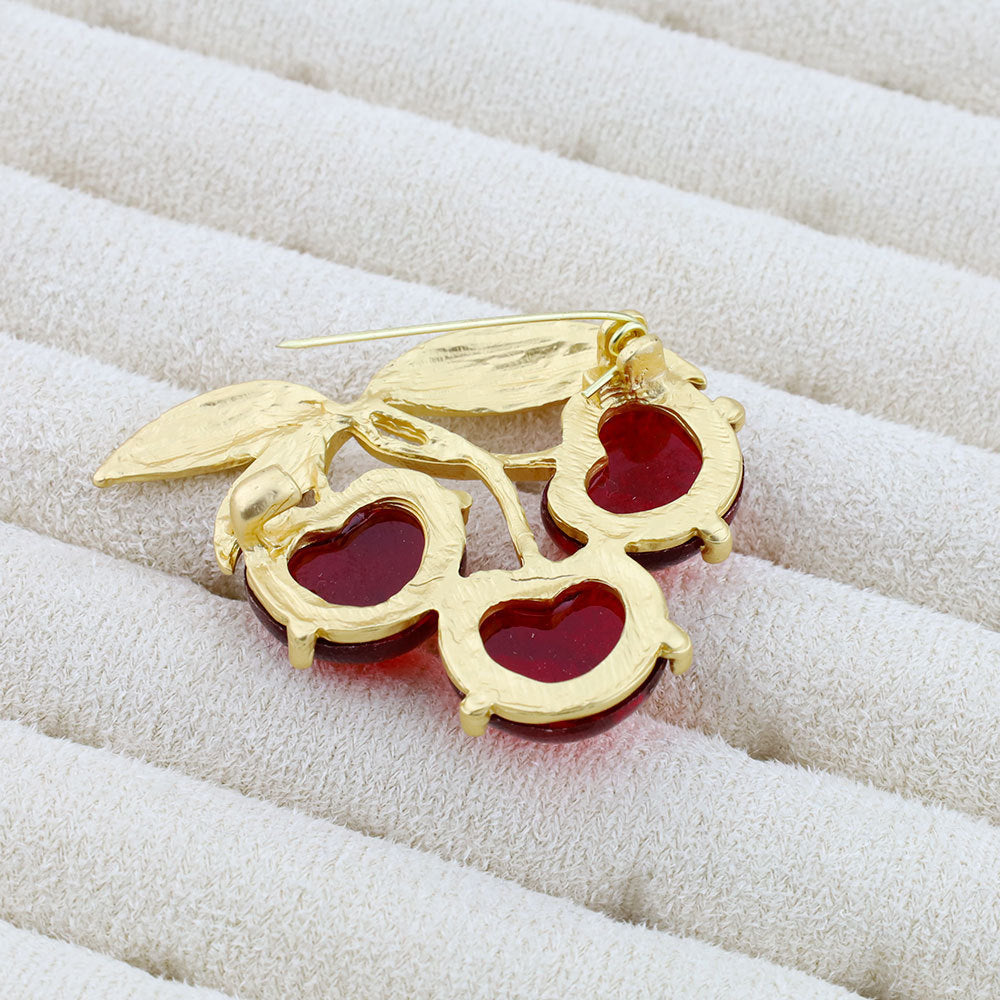 Juicy Red Jelly Cherry Brooch Pin 2PCS