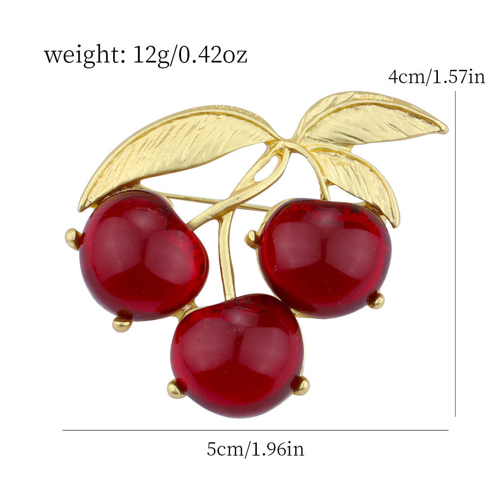 Juicy Red Jelly Cherry Brooch Pin 2PCS