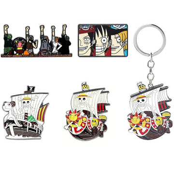 One Piece Thousand Sunny Metal Brooch Pin 5 Pack