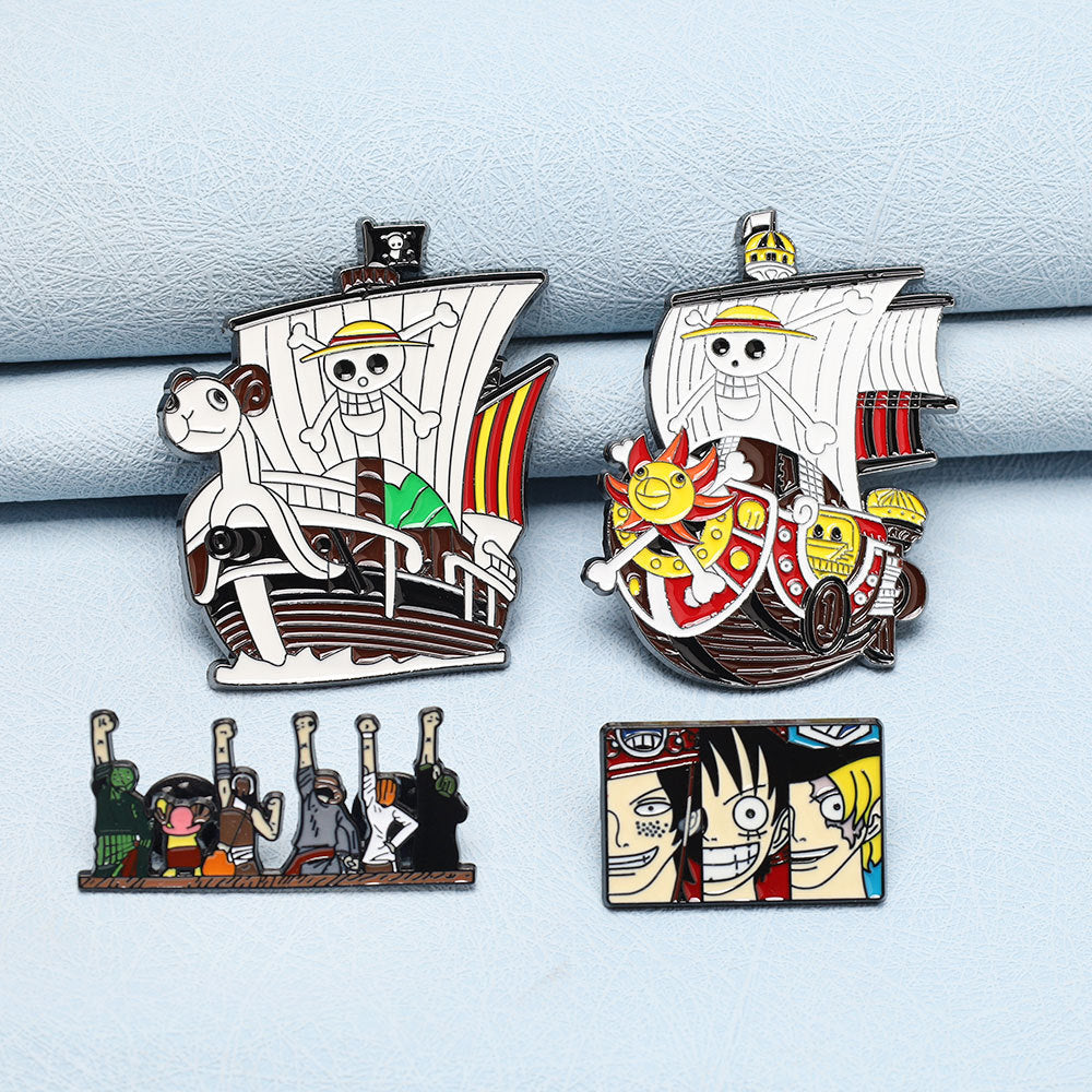 One Piece Thousand Sunny Metal Brooch Pin 5 Pack