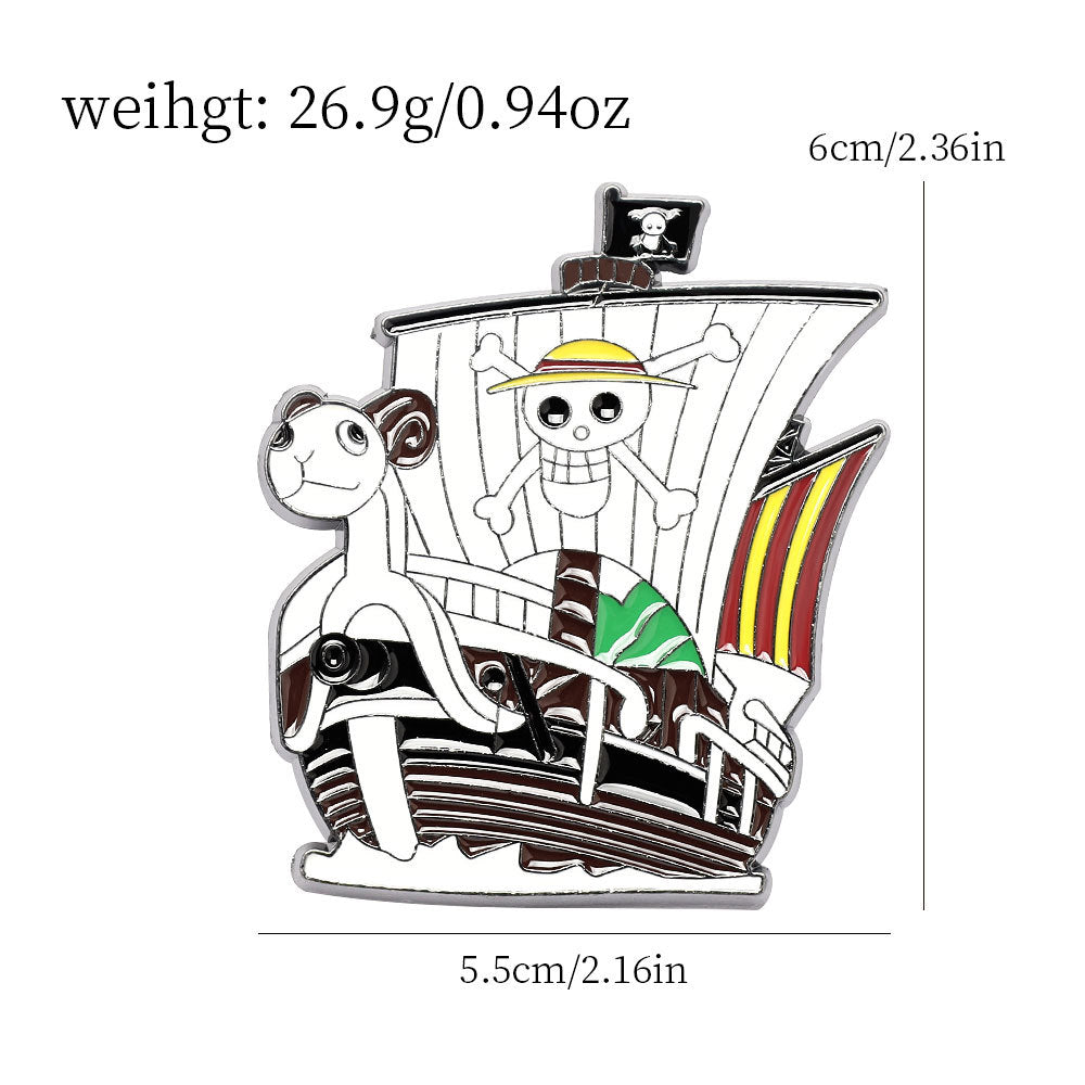 One Piece Thousand Sunny Metal Brooch Pin 5 Pack