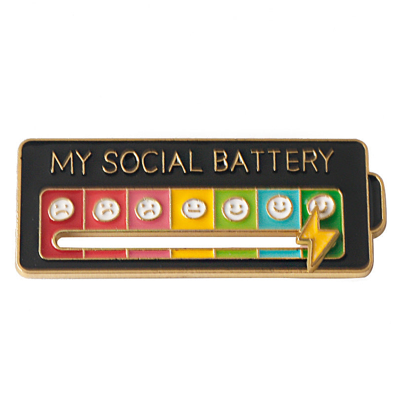 MY SOCIAL BATTERY Mood Slider Pins Interactive Emotion Management Badges
