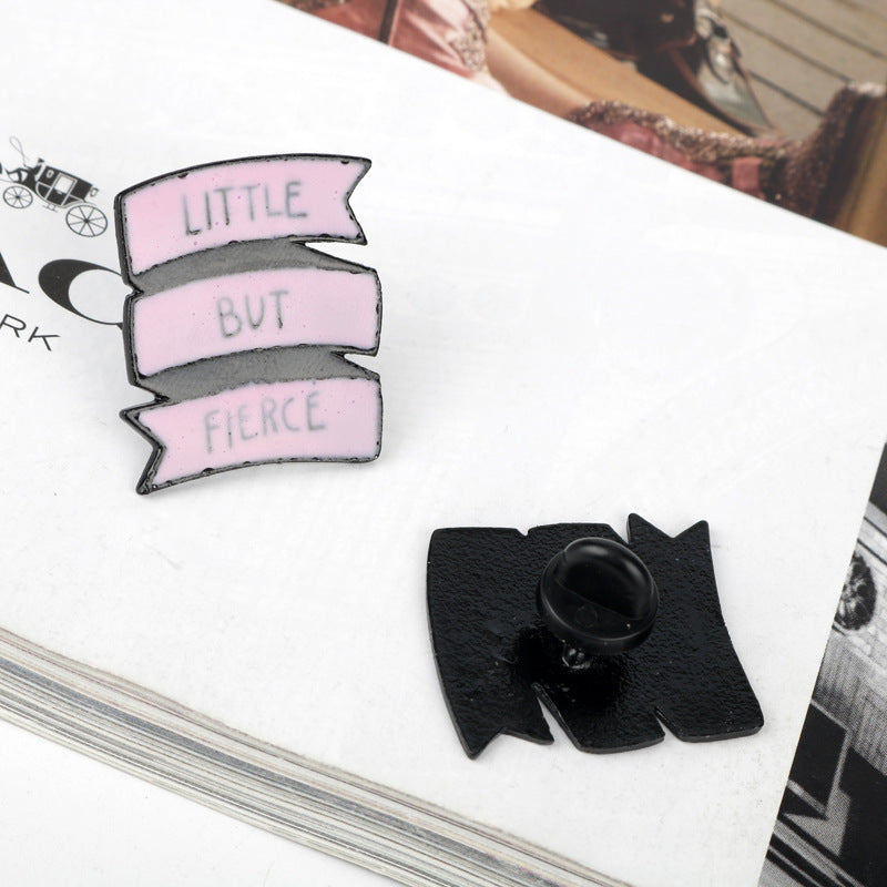 Little But Fierce White and Pink Enamel Brooch Pin 6 Set