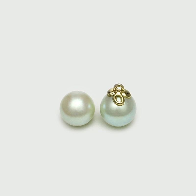 10mm Round Pearl Buttons Golden Loop for Cheongsam Shirts 20pcs Green