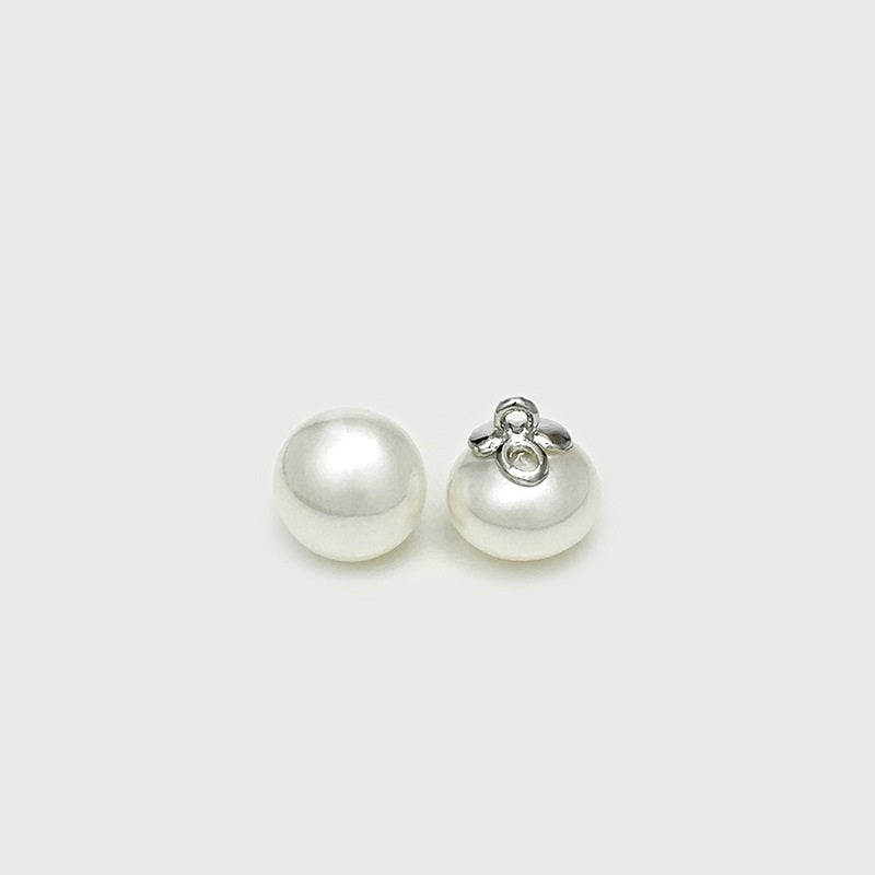 10mm Oval Pearl Buttons Golden Loop for Silk Shirts Dresses 20pcs White Silver