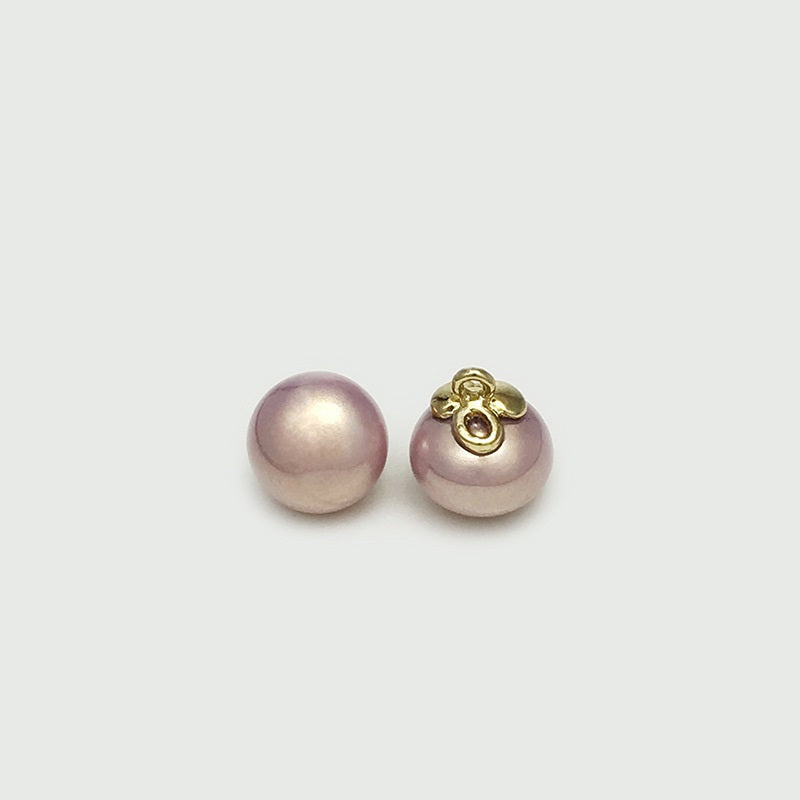 10mm Oval Pearl Buttons Golden Loop for Silk Shirts Dresses 20pcs Purple Gold
