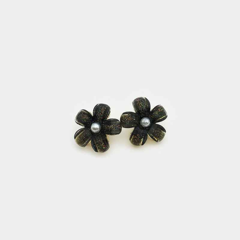 11mm-20mm Flower Pearl Metal Buttons for Children's Tops 12pcs Black