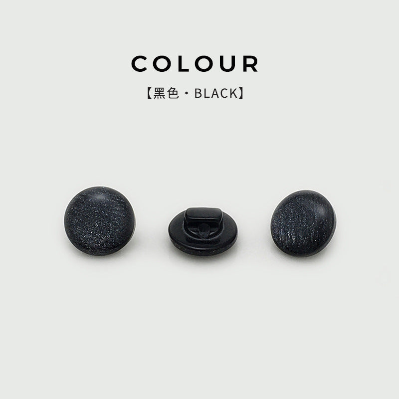 11mm Round Resin Pearlized Shirt Buttons with Shank 100pcs Black