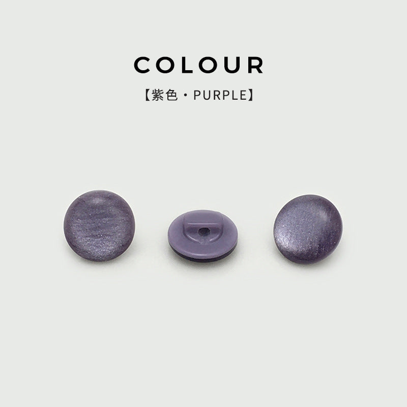 11mm Round Resin Pearlized Shirt Buttons with Shank 100pcs Purple