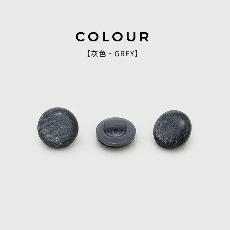 11mm Round Resin Pearlized Shirt Buttons with Shank 100pcs Grey