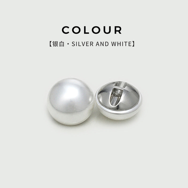 Semi-Circular Mushroom-Shaped Pearl Buttons Hidden Holes 20pcs Silver White