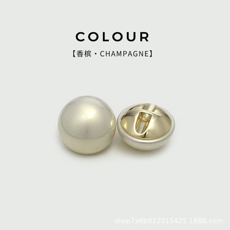 Semi-Circular Mushroom-Shaped Pearl Buttons Hidden Holes 20pcs Champagne