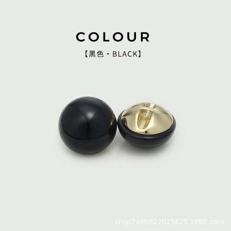 Semi-Circular Mushroom-Shaped Pearl Buttons Hidden Holes 20pcs Black