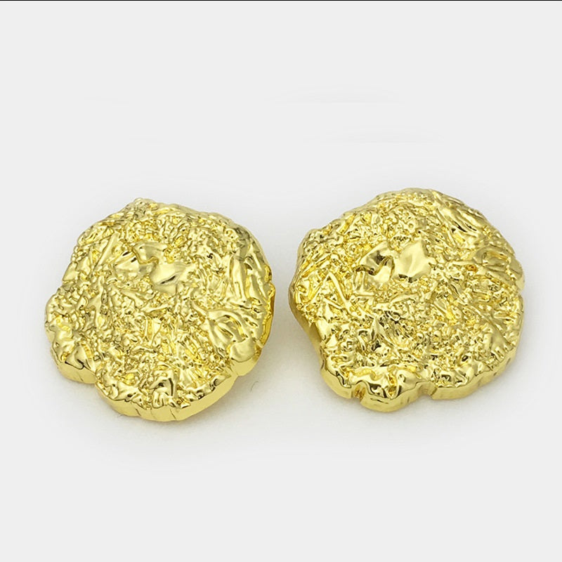 17.5-45mm Irregular Pleated Metal Shank Buttons Gold Silver 10pcs Gold