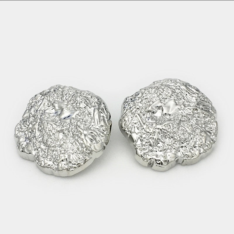 17.5-45mm Irregular Pleated Metal Shank Buttons Gold Silver 10pcs Silver