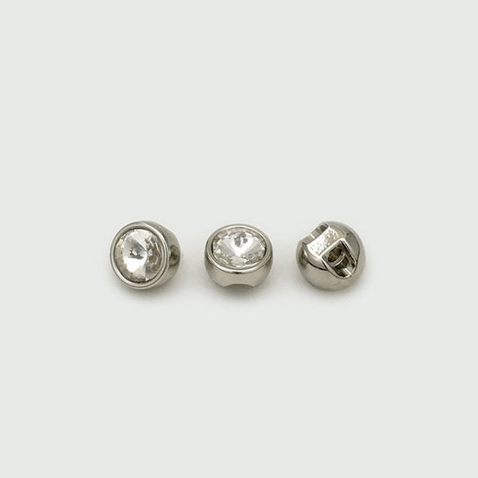 8mm Gold Silver Metal Diamond Shirt Buttons Concealed Hole 20pcs Silver