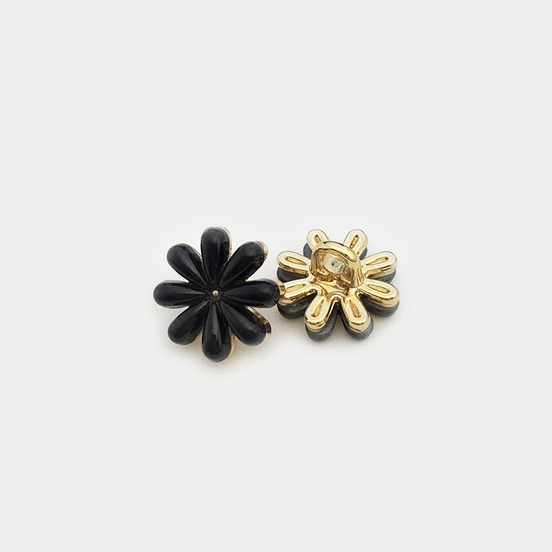 11.5mm Vintage Black & White Daisy Flower Metal Buttons 20pcs Black