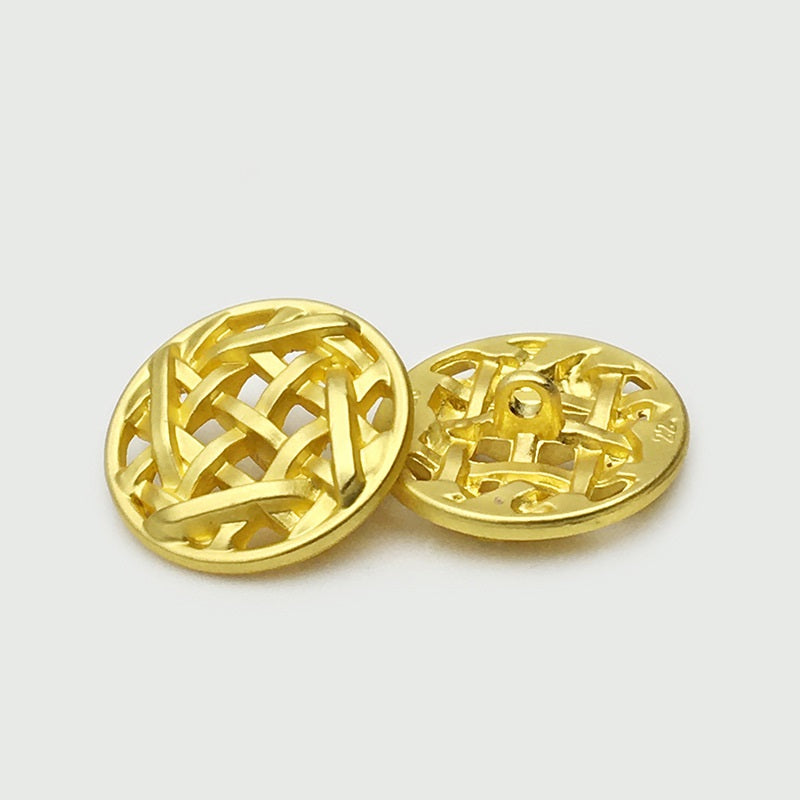 25mm Round Woven Mesh Hollow Metal Hand-Sewing Buttons 20pcs Gold