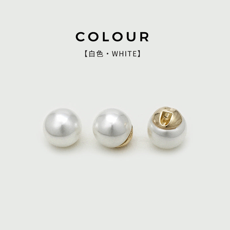 10mm-20mm Highlight Pearl Metal Buttons Concealed Hole 20pcs White