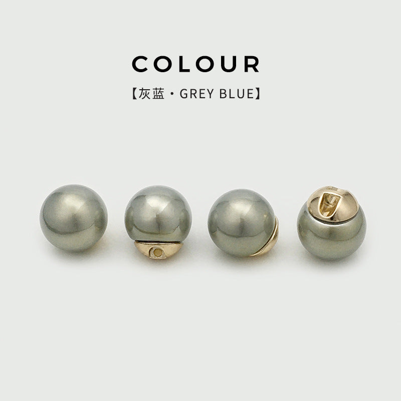 10mm-20mm Highlight Pearl Metal Buttons Concealed Hole 20pcs Grey Blue