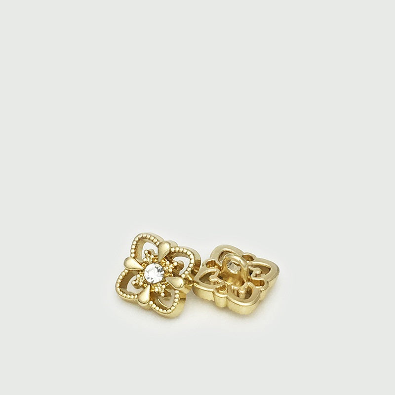 11mm Gold Silver Square Metal Hollow Diamond Shank Buttons 20pcs Gold