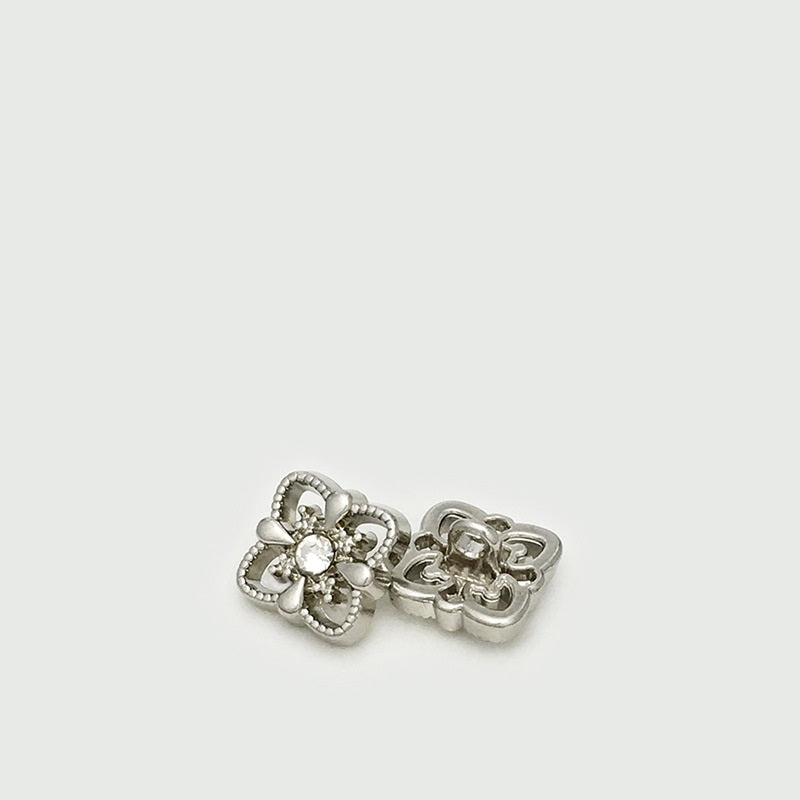 11mm Gold Silver Square Metal Hollow Diamond Shank Buttons 20pcs Silver