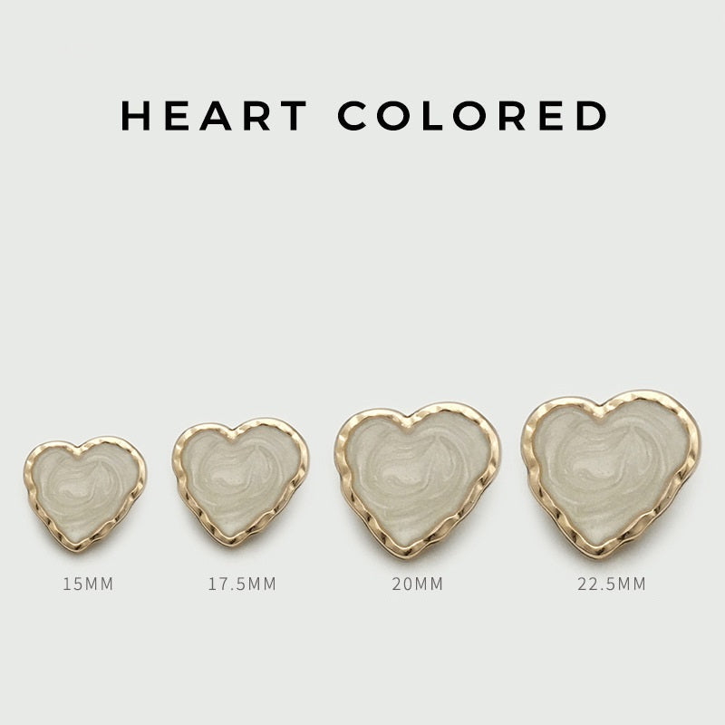 15-25mm Irregular Enamel Heart Shaped Metal Buttons 20pcs