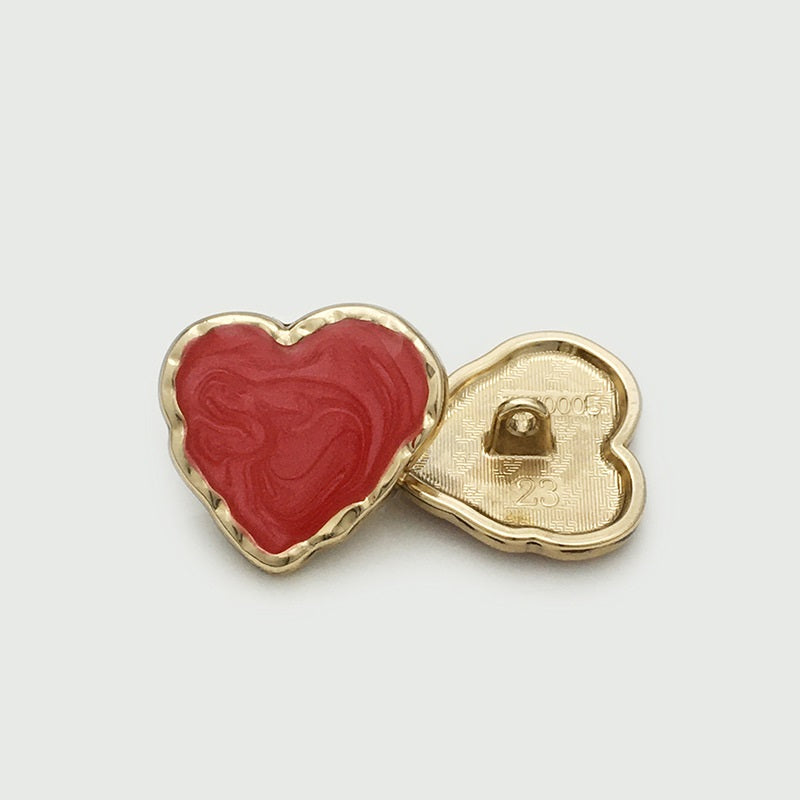15-25mm Irregular Enamel Heart Shaped Metal Buttons 20pcs Red