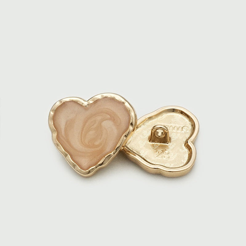 15-25mm Irregular Enamel Heart Shaped Metal Buttons 20pcs Pink