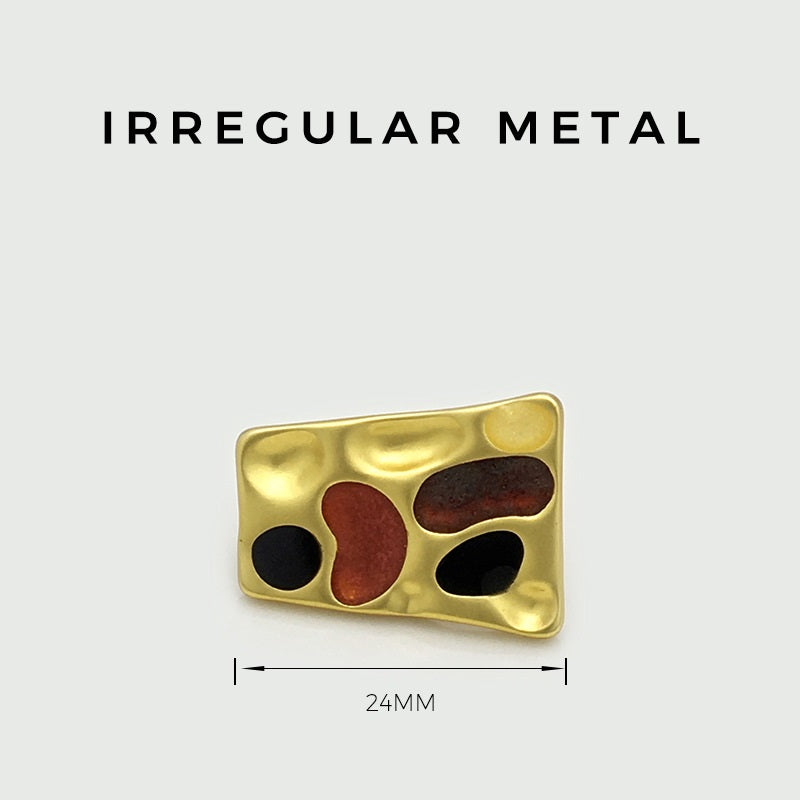 24mm Concave Irregular Trapezoidal Metal Buttons for Coats 12pcs