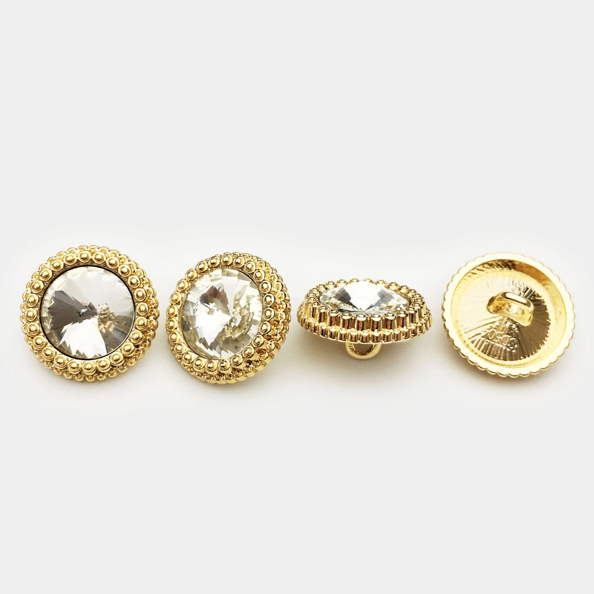 11-20mm Diamond Crystal Embellished Metal Button for Shirt Cuff 12pcs Gold White