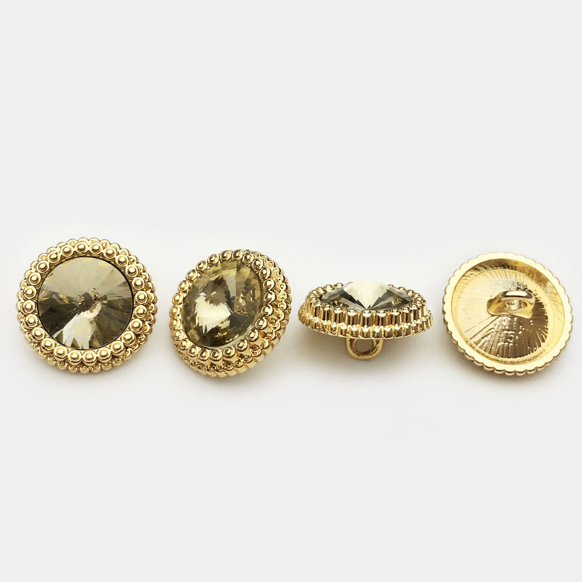 11-20mm Diamond Crystal Embellished Metal Button for Shirt Cuff 12pcs Gold Yellow