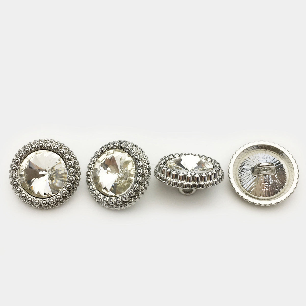 11-20mm Diamond Crystal Embellished Metal Button for Shirt Cuff 12pcs Silver White