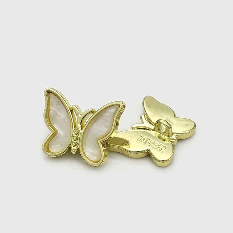 20mm Vintage 3D Butterfly Metal Buttons for Women's Outerwear 12pcs White