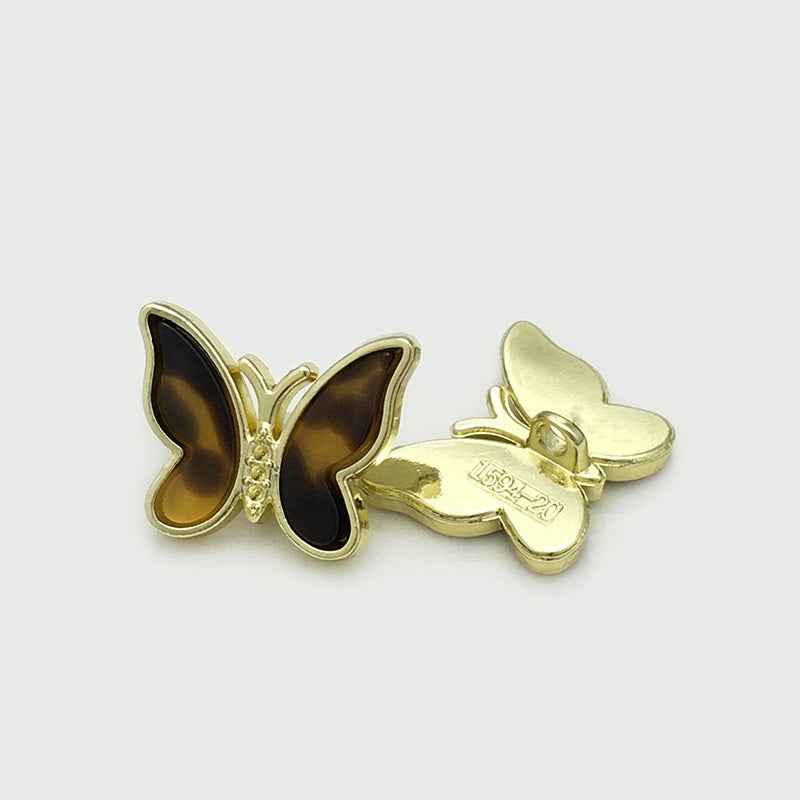 20mm Vintage 3D Butterfly Metal Buttons for Women's Outerwear 12pcs Brown