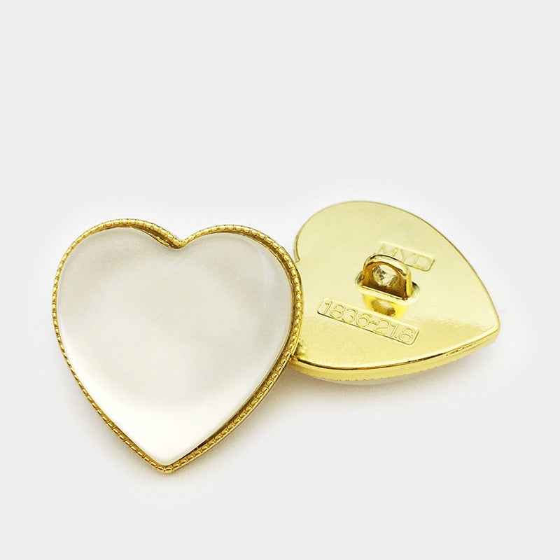 Cat's-Eye Opal Stone Heart-Shaped Metal Decorative Buttons 20pcs Gold