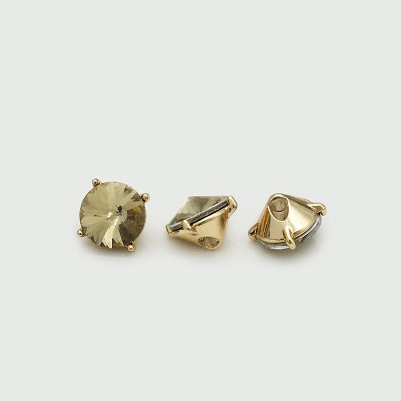 10mm Colored Crystal Metal Buttons with Concealed Holes 20pcs Champagne