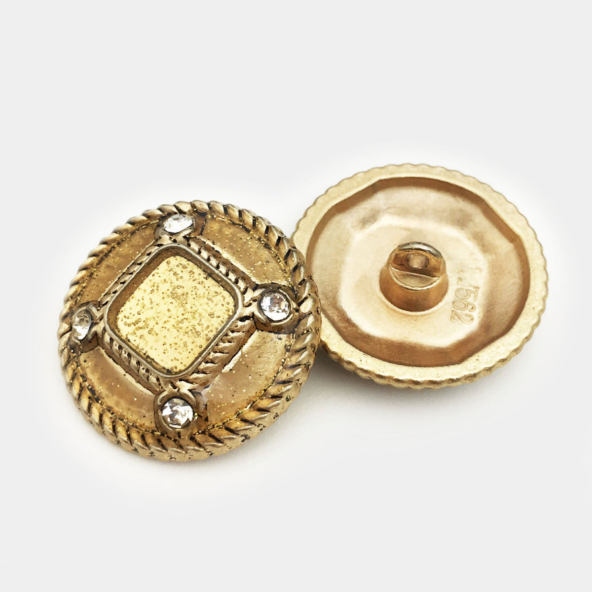 17.5-28mm Translucent Coat Metal Diamond Hand-Sewn Buttons 6pcs Tea Gold