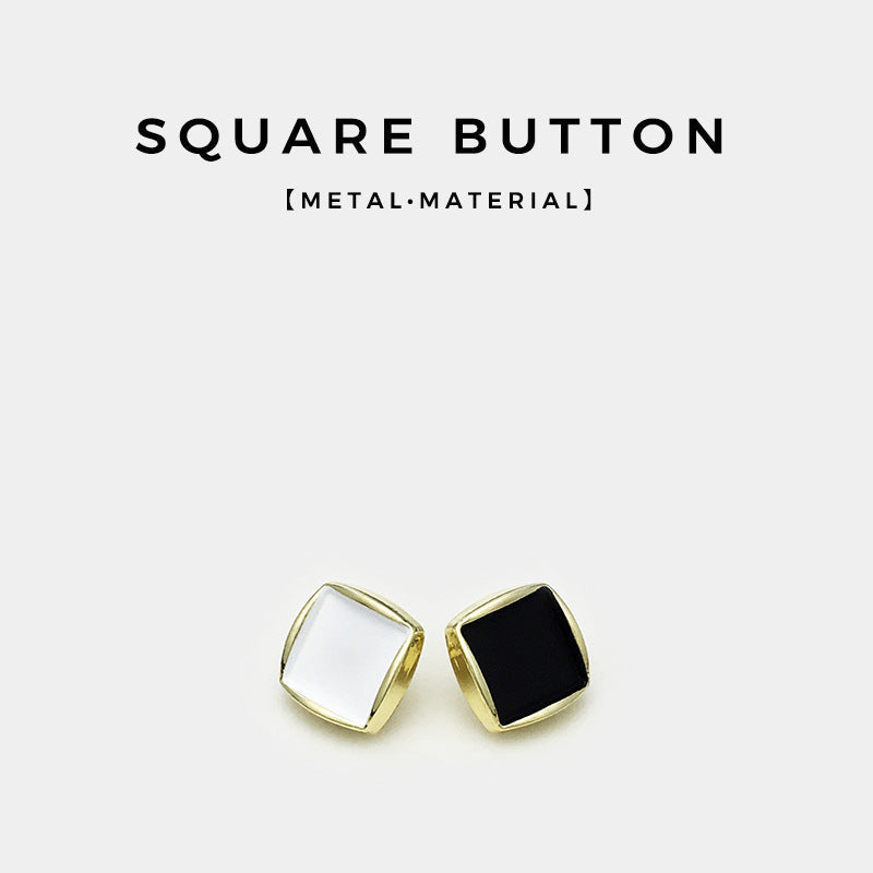10mm Square Minimalist Gold Metal Cuff Sewing Buttons 30pcs 15pcs Black+15pcs White
