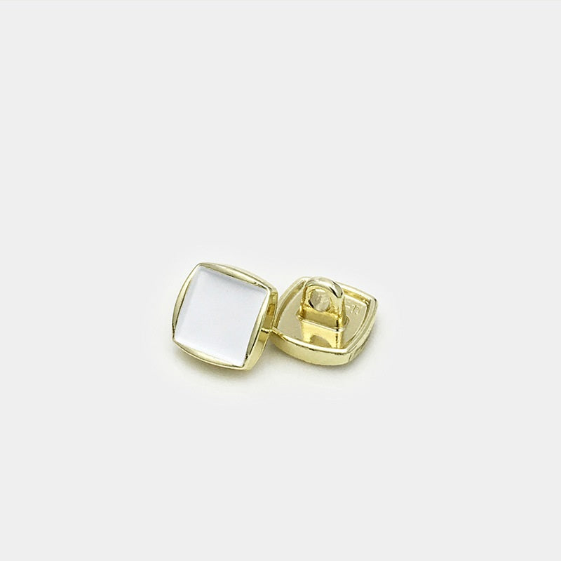 10mm Square Minimalist Gold Metal Cuff Sewing Buttons 30pcs 30pcs White