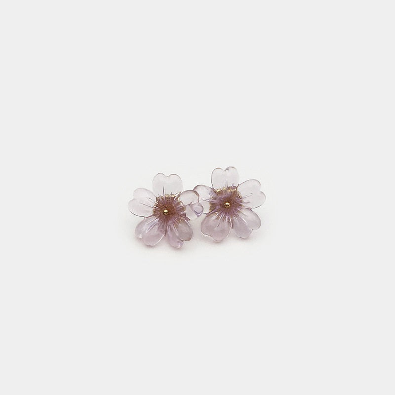 11mm Transparent White Purple Pink Floral Resin Shirt Buttons 12pcs Purple