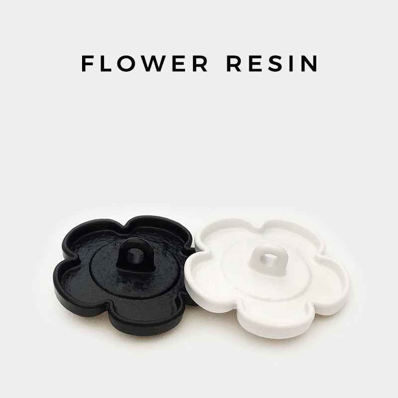 17.5/22.5mm Black White Floral Cat's-Eye Pearl Resin Buttons 20pcs