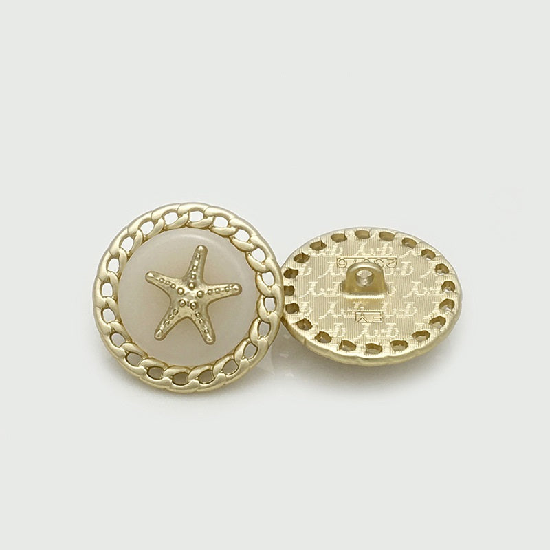 Gold Silver Circular Starfish Chain Hollow Metal Buttons 12pcs Gold