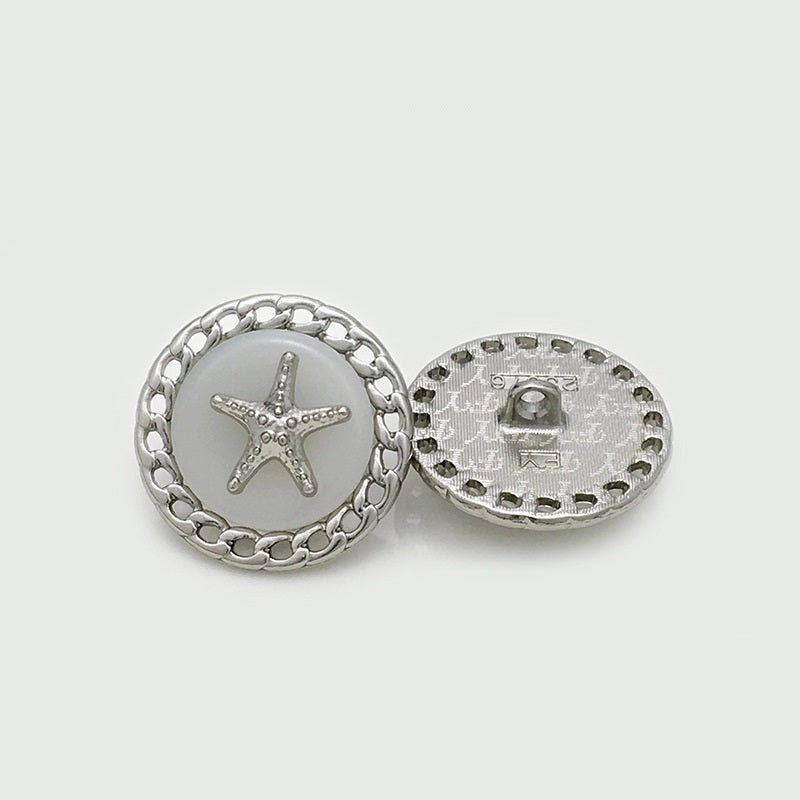 Gold Silver Circular Starfish Chain Hollow Metal Buttons 12pcs Silver