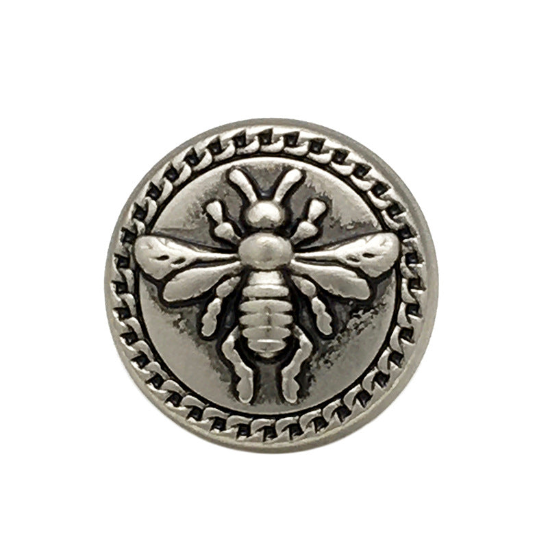 15/20mm Antique Gold Silver Bee Round Metal Buttons 20PCS